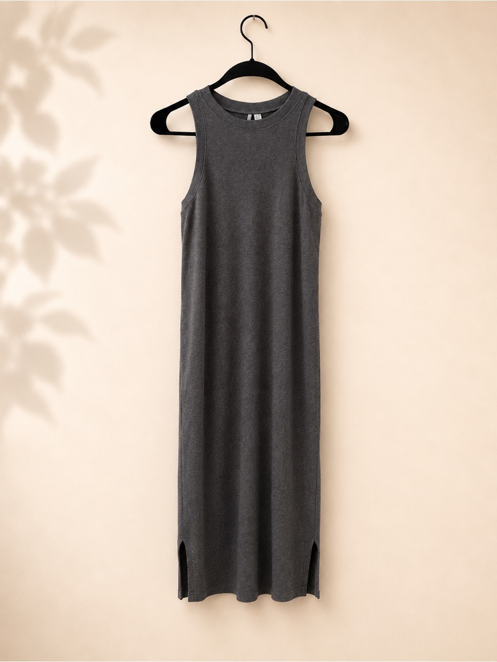 Nordstrom Sleeveless Ribbed Midi Dress in Charcoal Gray